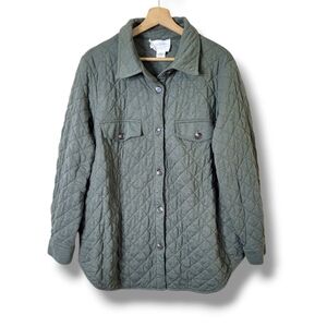 Sigrid Olsen Quilted Lightweight Jacket Sage Green Cozy Casual Layer Size 2X